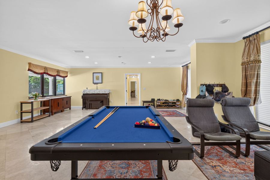 Game room with billiards table, Pinecrest