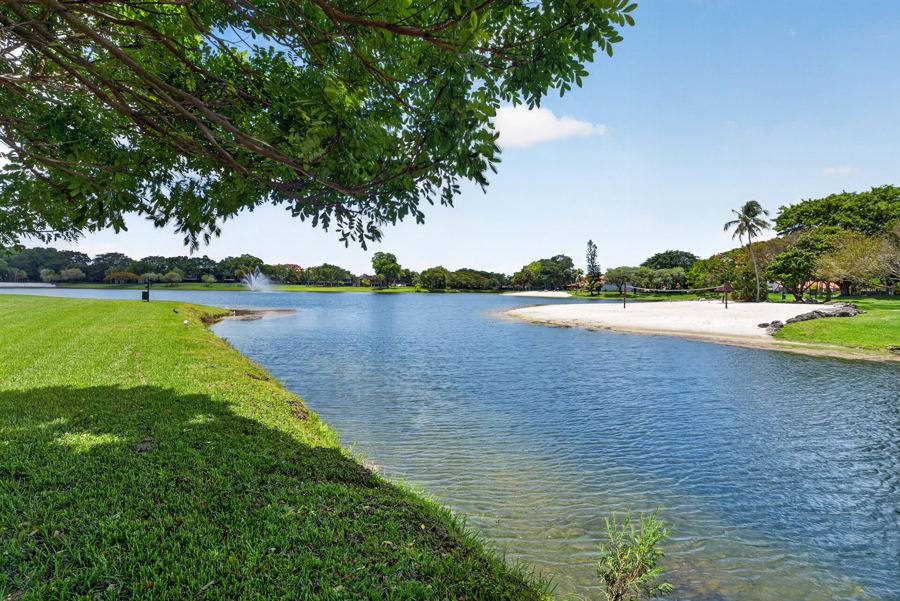 Lake and lawn at a Miami community